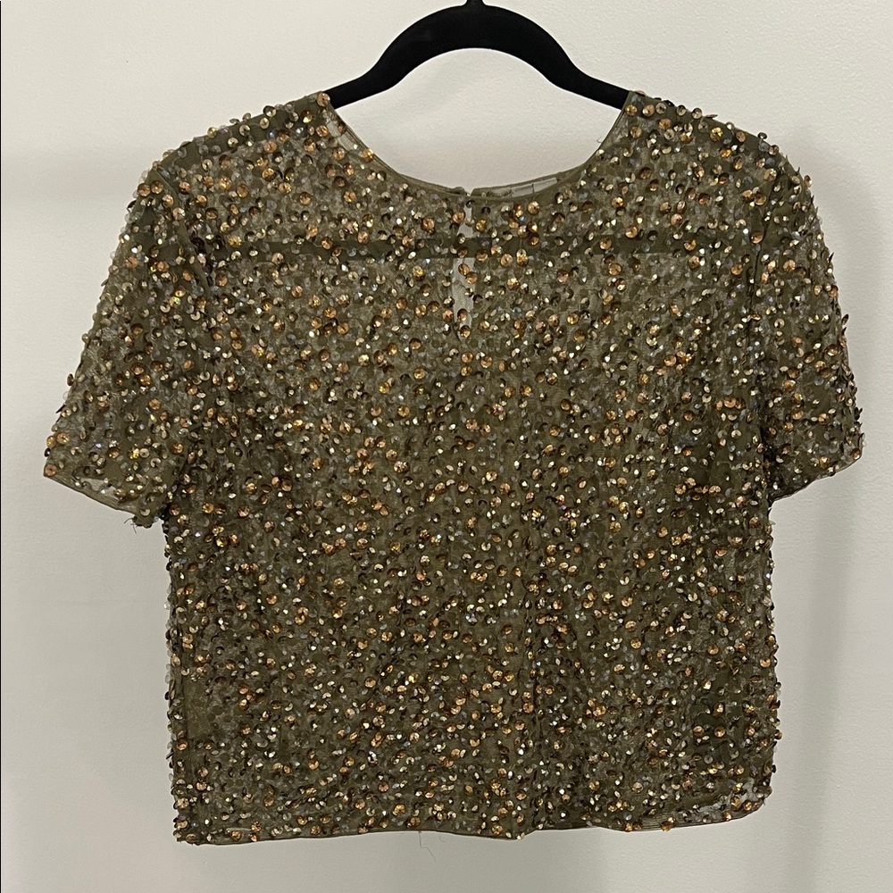 ASOS Olive Sequin Embellished Blouse